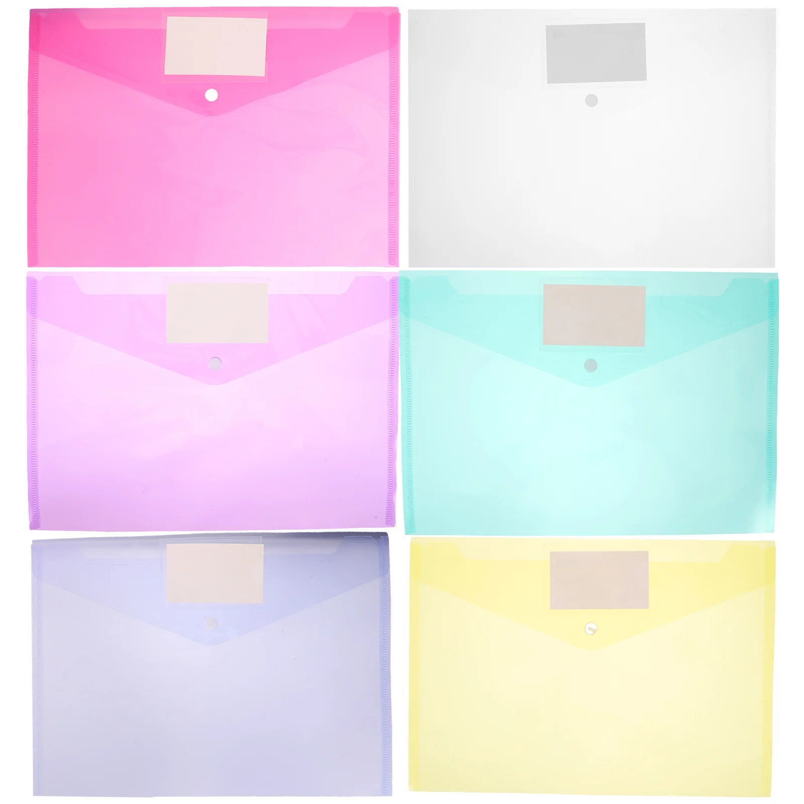 

6pcs Transparent File Folders Button Document Bags Plastic Storage Envelopes For Receipts Tickets Checks Business Cards