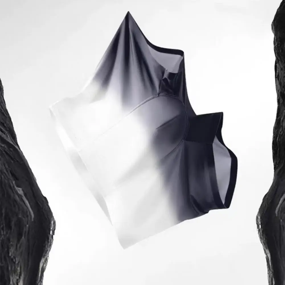 سراويل بوكسر رجالية من الحرير الجليدي قابلة للتنفس مع تصميم محدب على شكل حرف U متدرج اللون ملابس داخلية سلسة للارتداء اليومي بالثلج