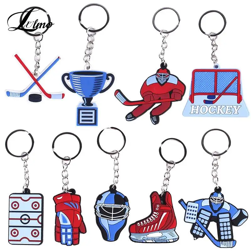 DIY Keychain Hockey Player Skateboard And Hockey Club Pendant Men\'s Jewelry Car Keychain Hockey Fan Souvenir Gift