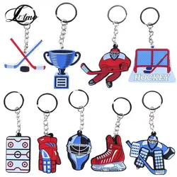 DIY Keychain Hockey Player Skateboard And Hockey Club Pendant Men's Jewelry Car Keychain Hockey Fan Souvenir Gift