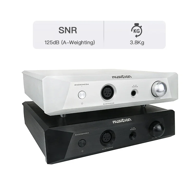 Músico Andromeda Amplificador de fone de ouvido Classe A pura totalmente balanceado 3 pinos 4 pinos XLR 6,35 mm 350 mW Saída 8 W 128dB Amplificador de fone de ouvido