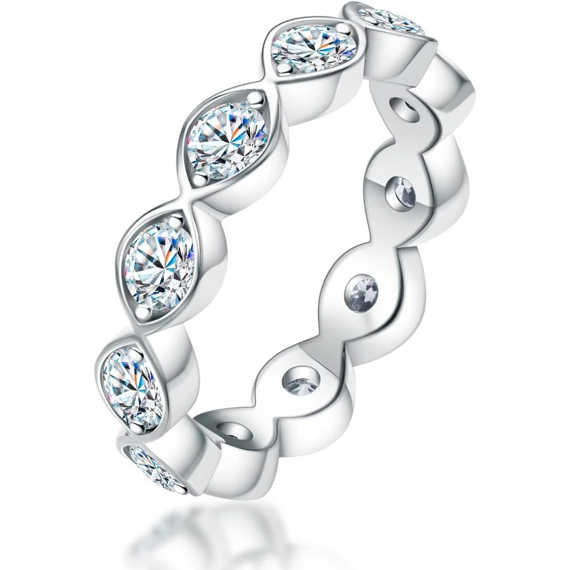 

1pc S925 sterling silver Ring Lab Grown Moissanite Diamond Eternity Wedding Band Ring D Color Rings Women With GRA Certificate