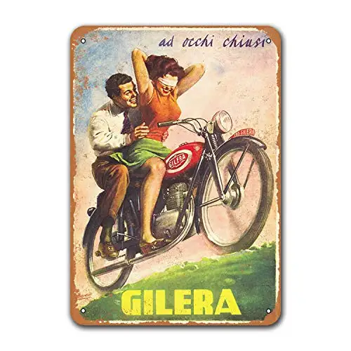 Bar Poster Dorm Restaurant 1949 Gilera Motorcycles Office Wall Decor Car Tin Signs Vintage Metal Home 8x12 inches