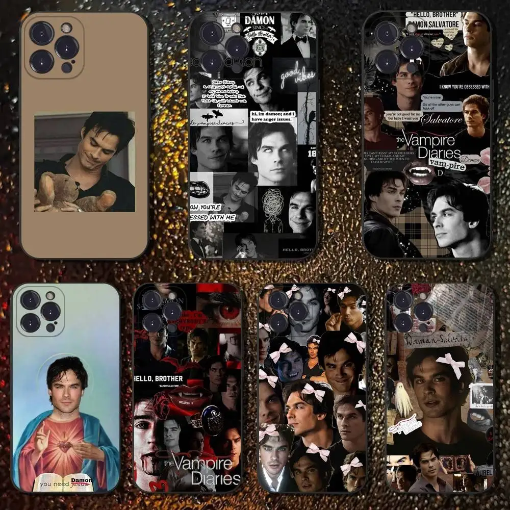 

D-Damon Salvatore Phone Case For iPhone 6,17,16,15,14,13,12,11 Plus,Pro Max,XS,X,XR,SE,Mini,8,7,Soft Silicone Black Cover