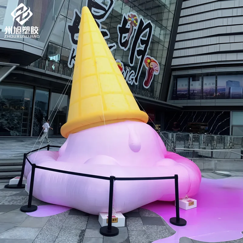 インフレータブル漫画かわいいアイスクリームアイスキャンディーエアモデル - モール屋外キャンプフェアテーマチェックインアートディスプレイ小道具