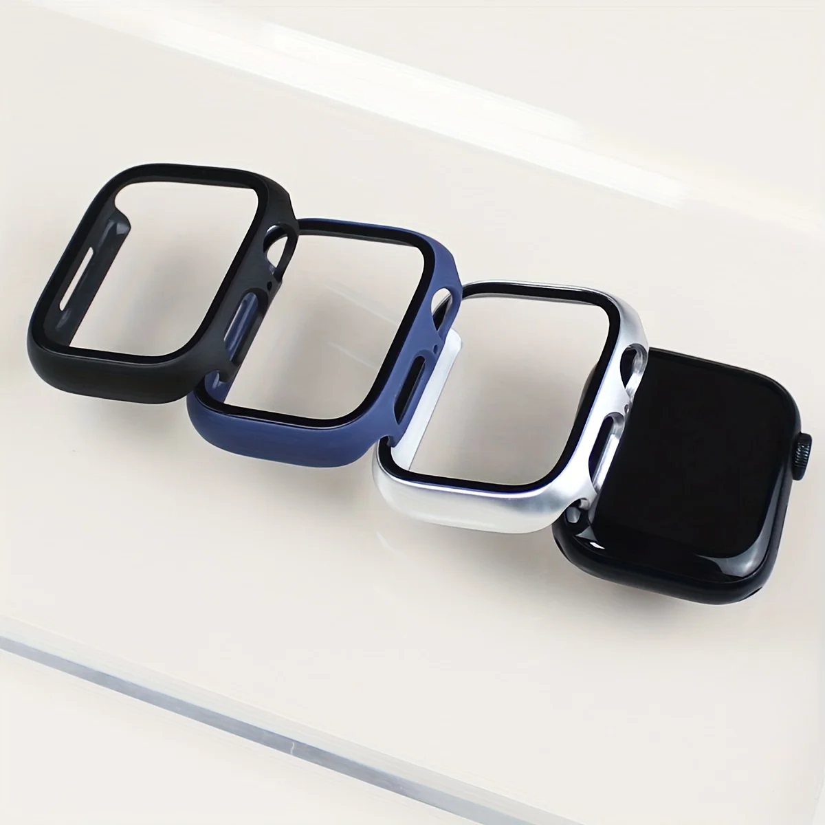 Gehärtetes Glas + Hülle für Apple Watch Serie 9 8 7 6 5 4 3 SE 45 mm 44 mm 40 mm 42 38 41 mm Abdeckung Stoßstange Displayschutzfolie Zubehör