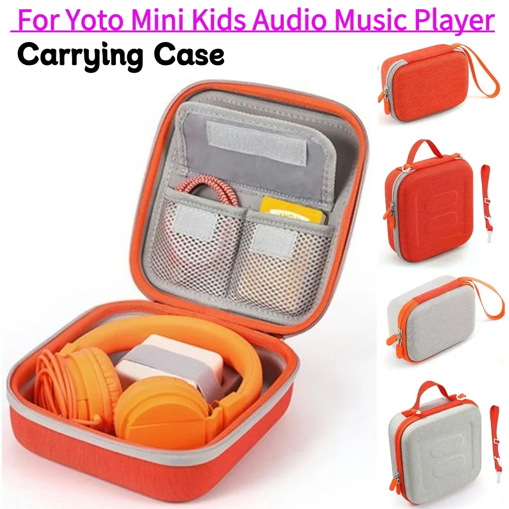 Schutzhülle für Yoto Mini Kinder-Audioplayer Orange Hartschalen-Etui mit Trageriemen Tragbare Aufbewahrungsbox für Zuhause Staubdichte Aufbewahrungsbox