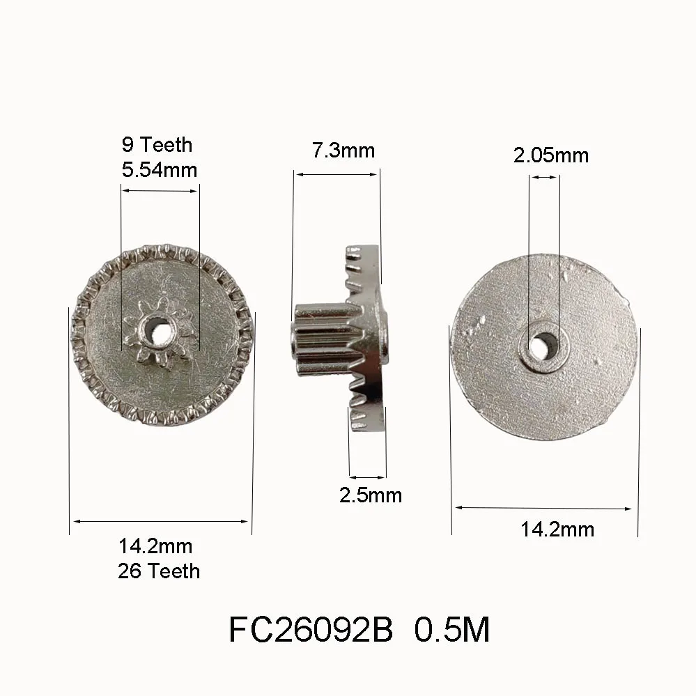 Zinc Alloy Crown Gear 26Z+9z 0.5M OD14mm DIY Toy Model Parts Metal Pinion FC26092B