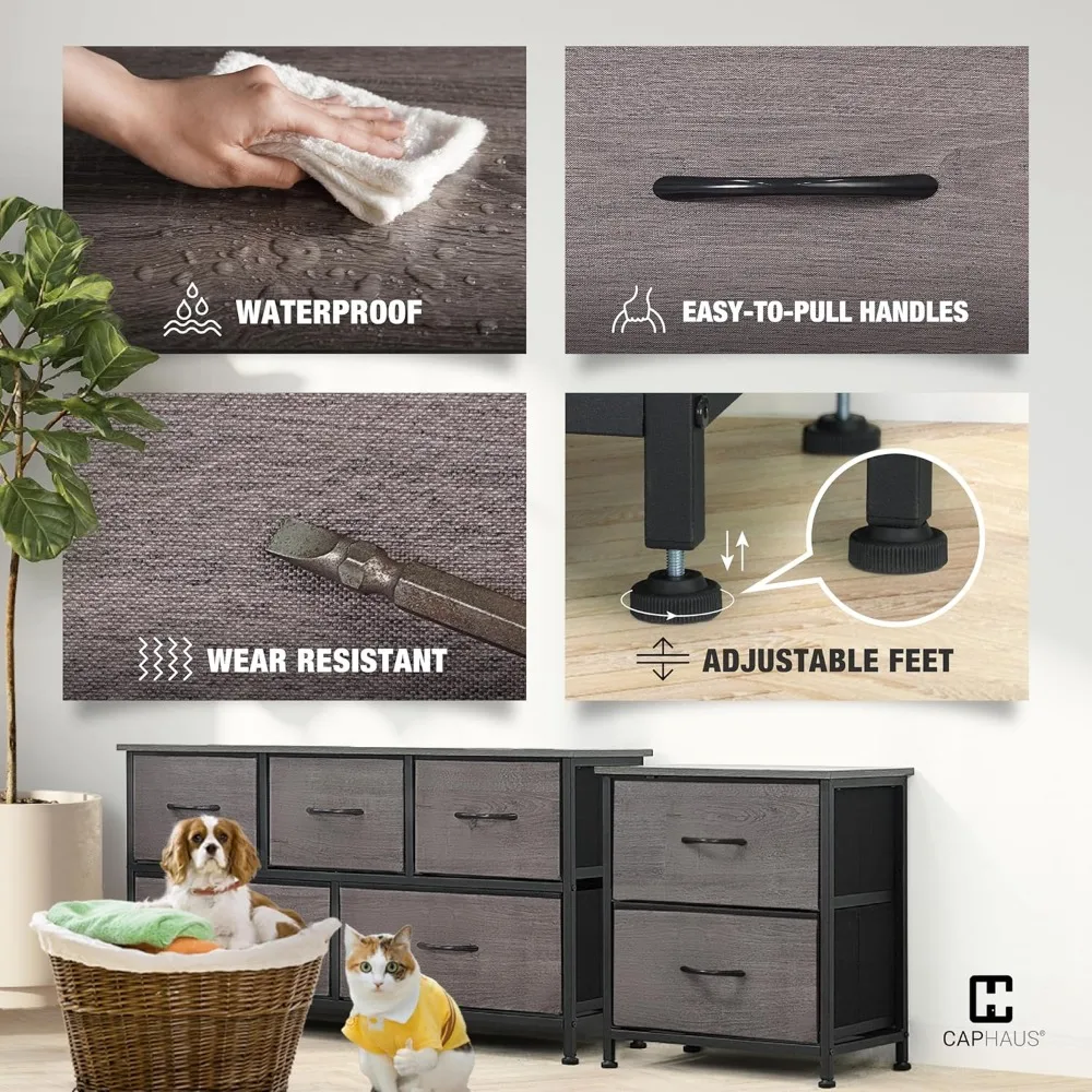 وحدة تخزين الغسيل مع 9 صناديق قماش، منظم فرز، خزانة ذات أدراج، سطح لوحة P2 وقماش، حل موفر للمساحة #5