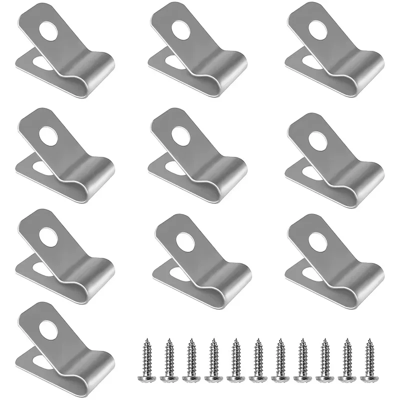 10 Sets R Shaped Cable Fixing Clips Fence Clamps With Screws Rust Proof Garden Farm Courtyard Fence Installation Supplies