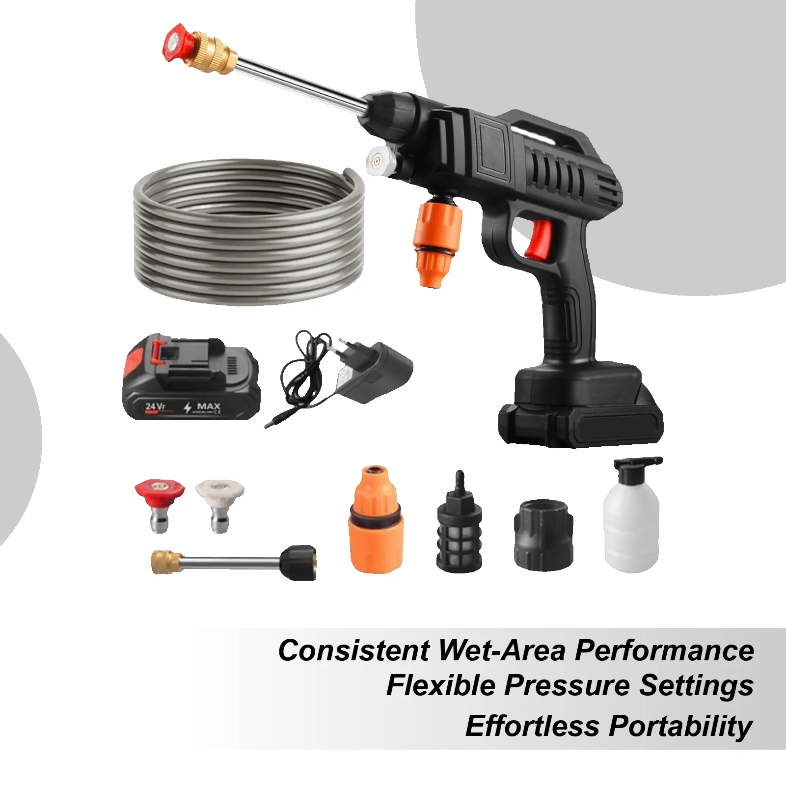 

Беспроводная мойка, аккумуляторная мойка, аккумуляторная мойка высокого давления со шлангом 16,4 фута для автомобиля, дома, сада, улицы