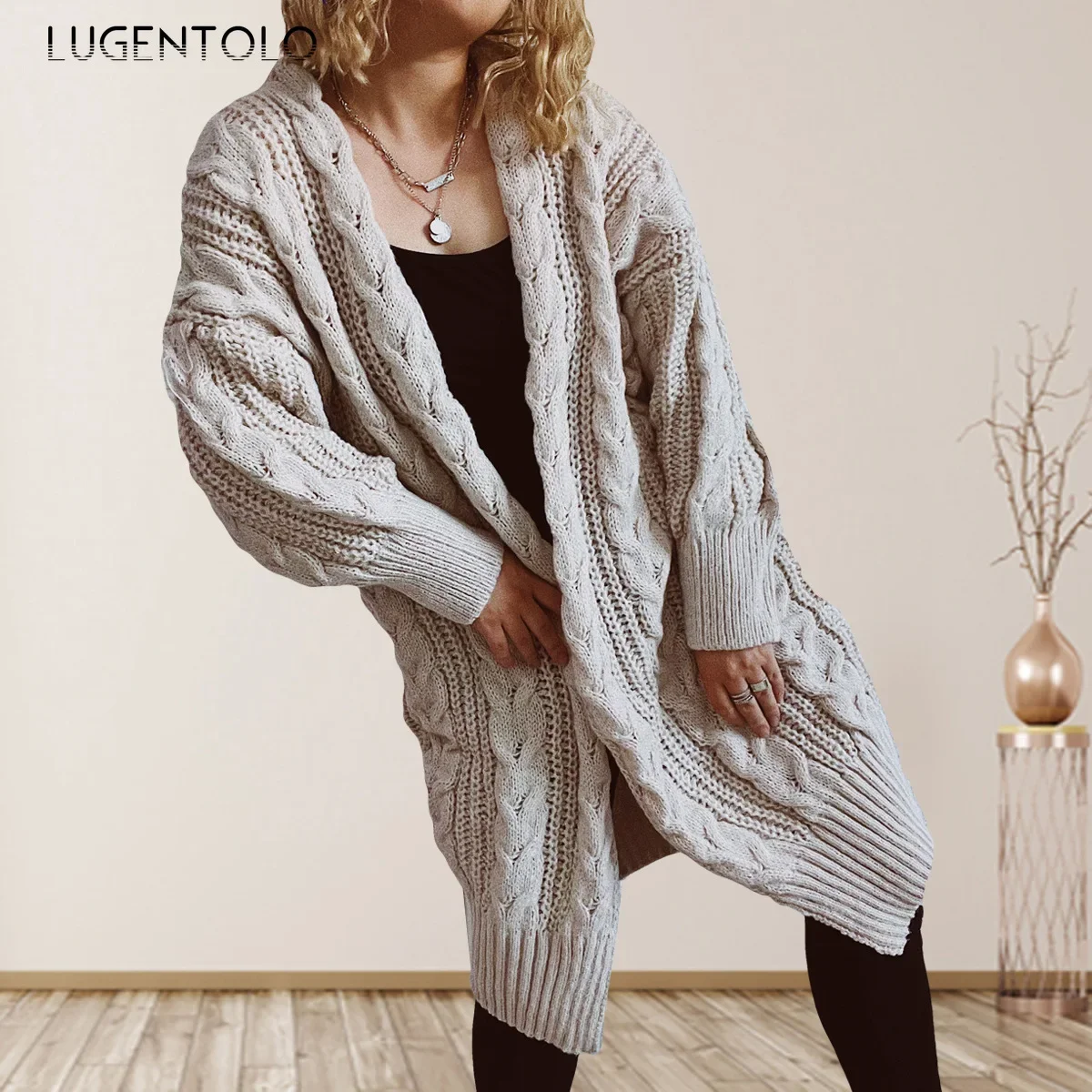 

Women Thicken Sweater Loose Cardigan Twist New Autum Winter Female Casual Simple Cosy Long Knitted Clothing