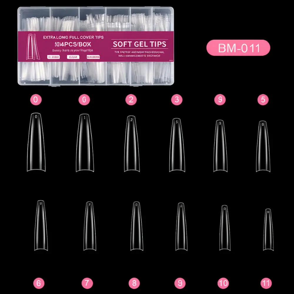 Long Ballerina Artificial Nail Tips Clear False Nails For Manicure Extension Professional Salon Beauty Tool Set