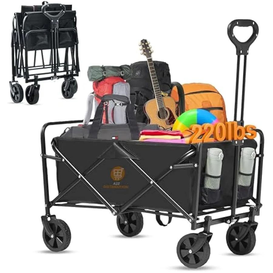 

Collapsible Wagon Cart- Foldable with 220lbs Capacity. Camping Wagon Lightweight Portable Foldable Cart for Grocery Shopping Ut