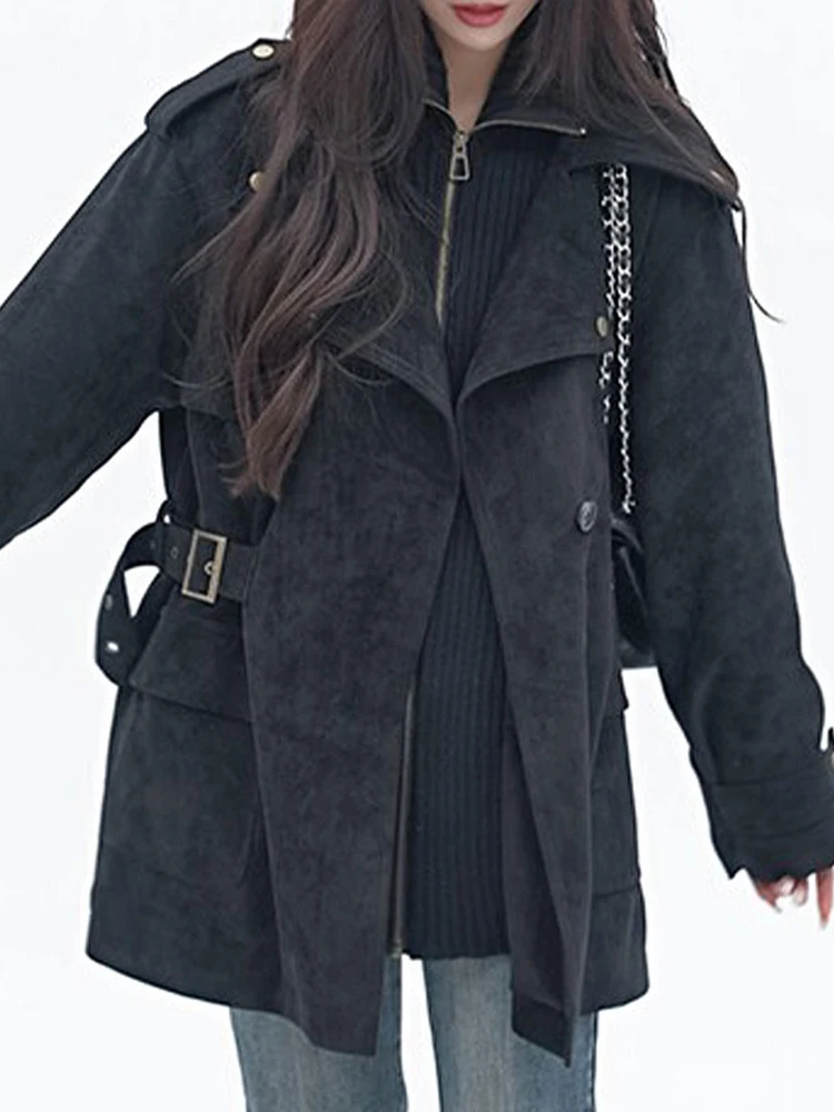 

Модное женское хлопковое пальто в стиле ретро с воротником-стойкой, средней длины, с эффектом утяжки на талии, в корейском стиле, для повседневной носки