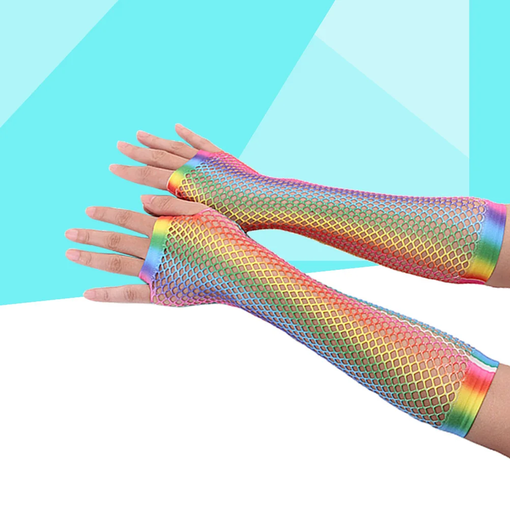 1 Paar lange Nylonhandschuhe, bunte elastische Handschuhe für Frauen, Cosplay, Geburtstagsparty-Kostüm