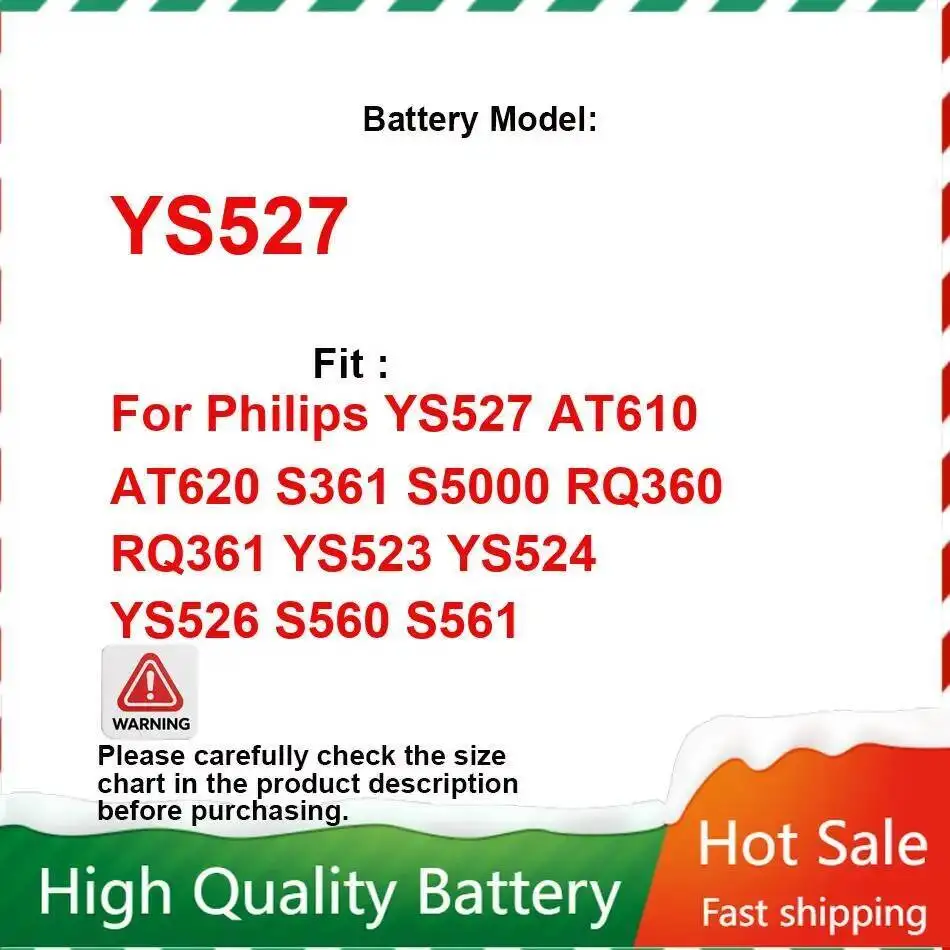 

Сменный аккумулятор емкостью 750 мАч для бритв Philips YS527 AT610 AT620 S361 S5000 RQ360 RQ361 YS523 YS524 YS526 S560 S561
