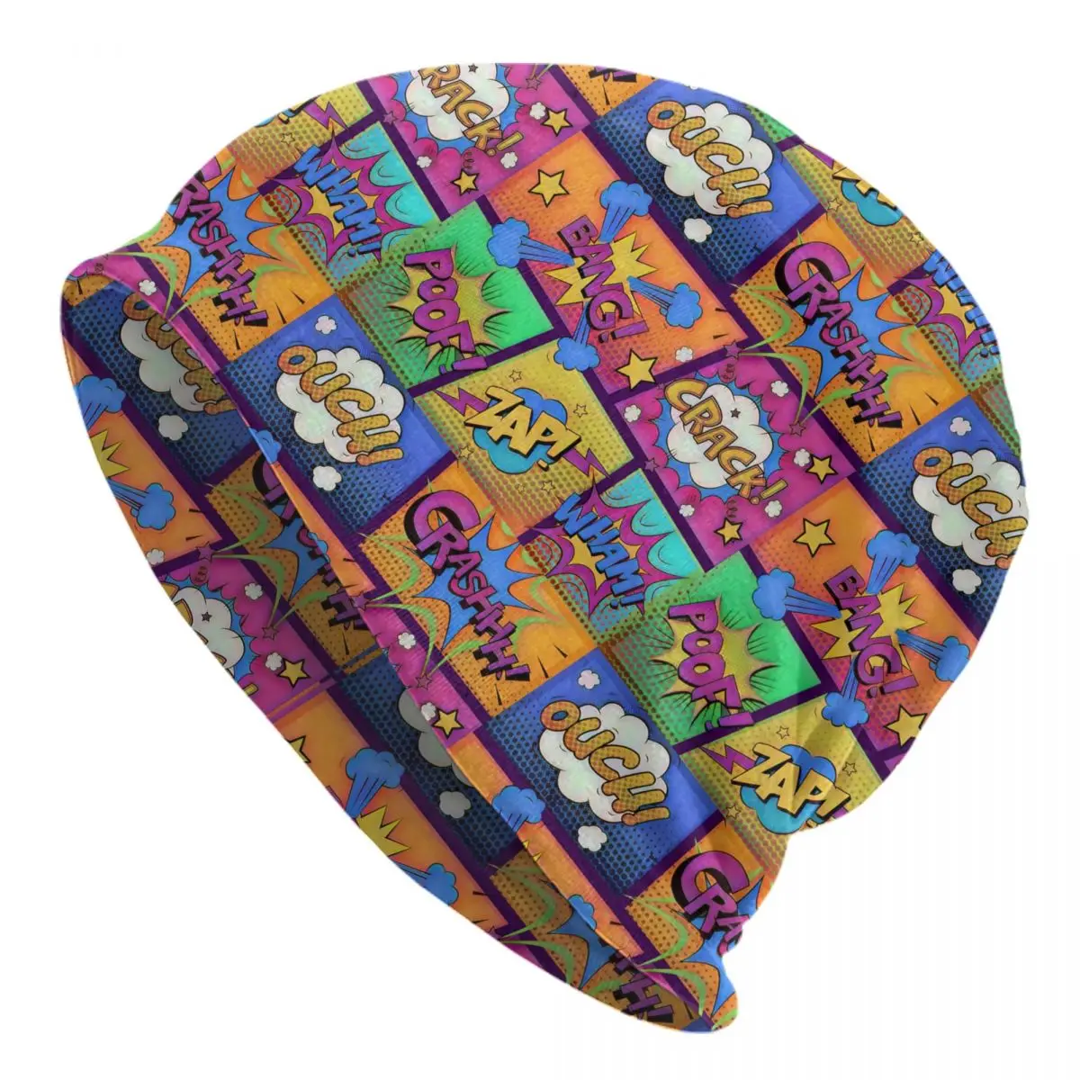 

Superhero Colorful Comic Book Panels Skullies Beanies Caps Hip Hop Winter Warm Women Men Knitted Hats Adult Unisex Bonnet Hats