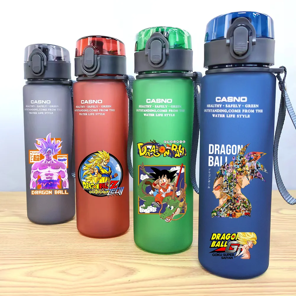 560ML Dragon Ball Son Goku Anime Drink Bottle Large Capacity Portable Camping Fitness Sport Water Cup Red Blue Black Green Gift