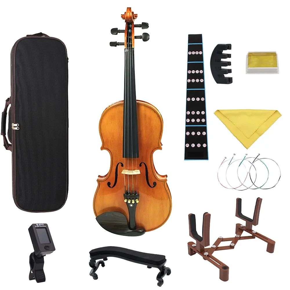 

Handmade Violin 4/4-1/4 Full Size Spruce Panel Acoustic Violin Maple Natural Tiger Pattern Learning Fiddle With Giveaways Parts