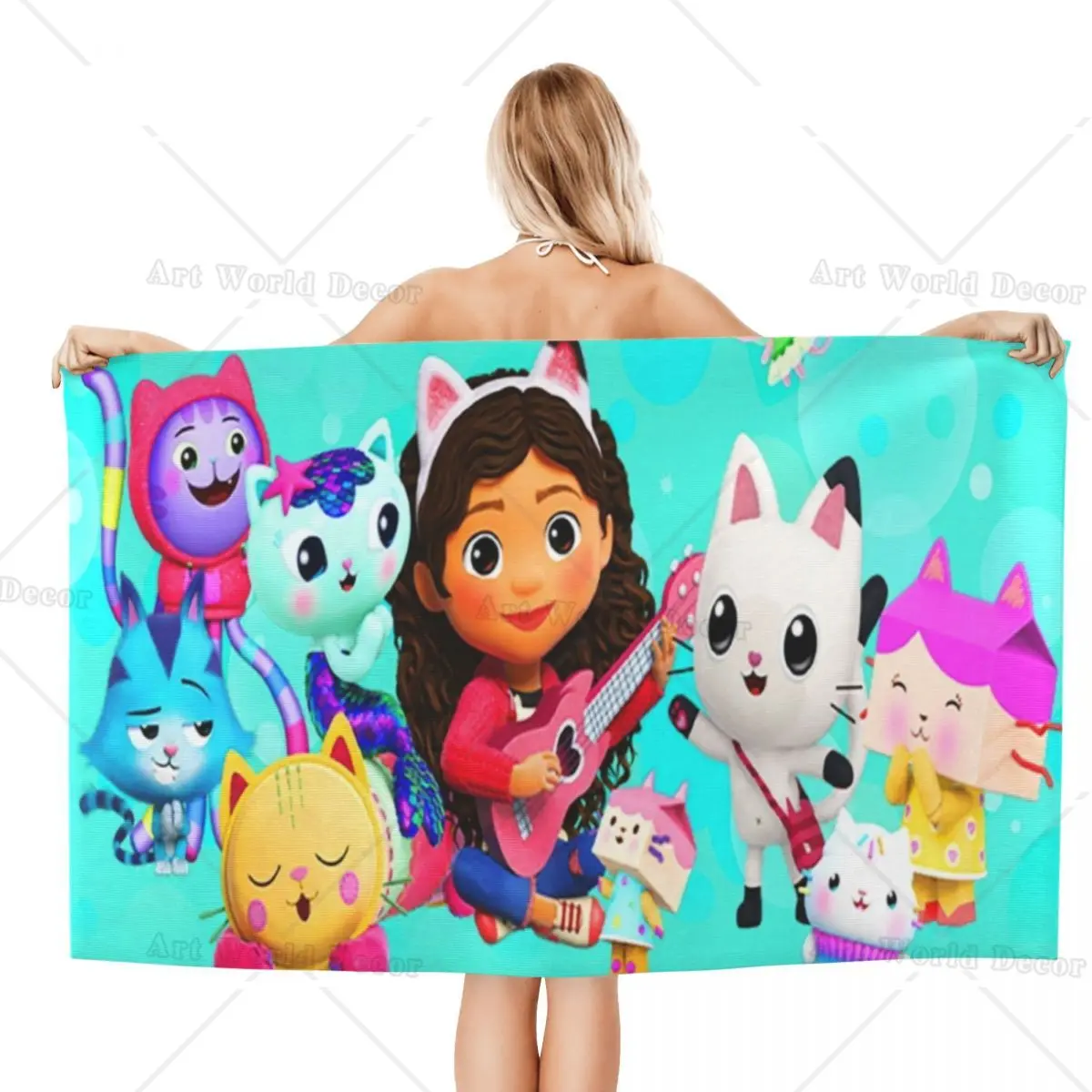 Gabbys Dollhouse Characters Beach Towel Quick Dry Cartoon Cat Super Soft Microfiber Bath Sauna Towels