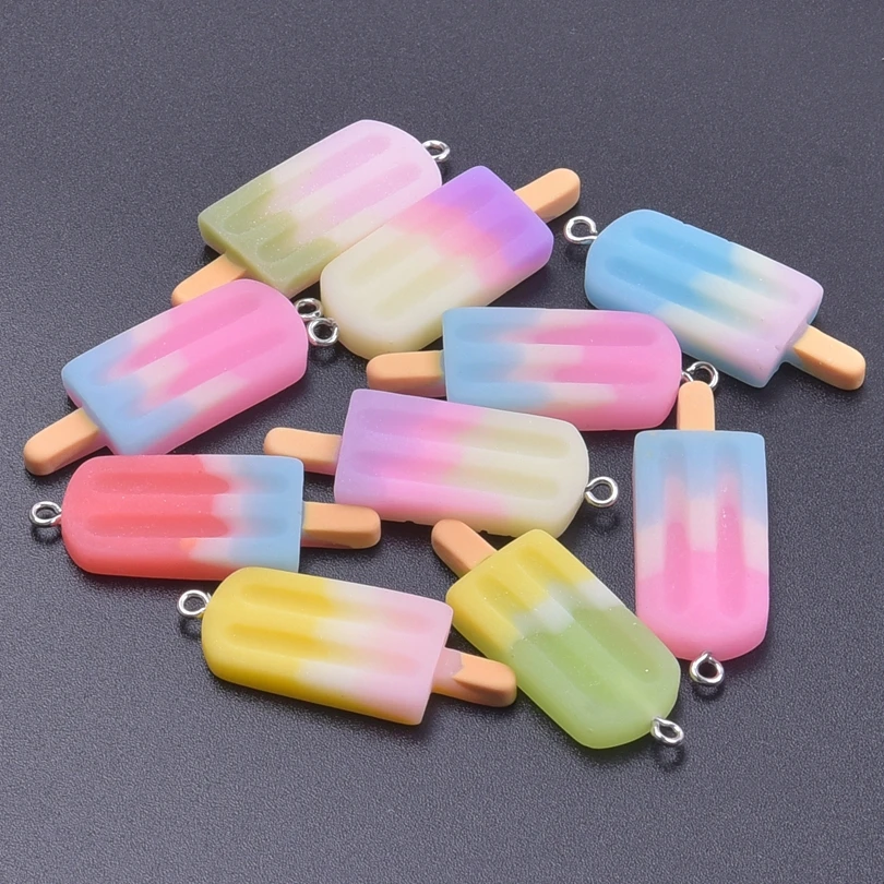 10/30/50/100pcs/Lot Cute Summer Ice Cream Popsicle Ice Icicle Charms Pendant For Jewelry Making Handmade DIY Earrings Necklace