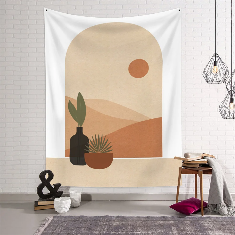 Abstract Scenic Tapestry Wall Hanging Boho Psychedelic Hippie Modern Nordic Dorm Home Decor Blanket Bedspread Carpet Mat