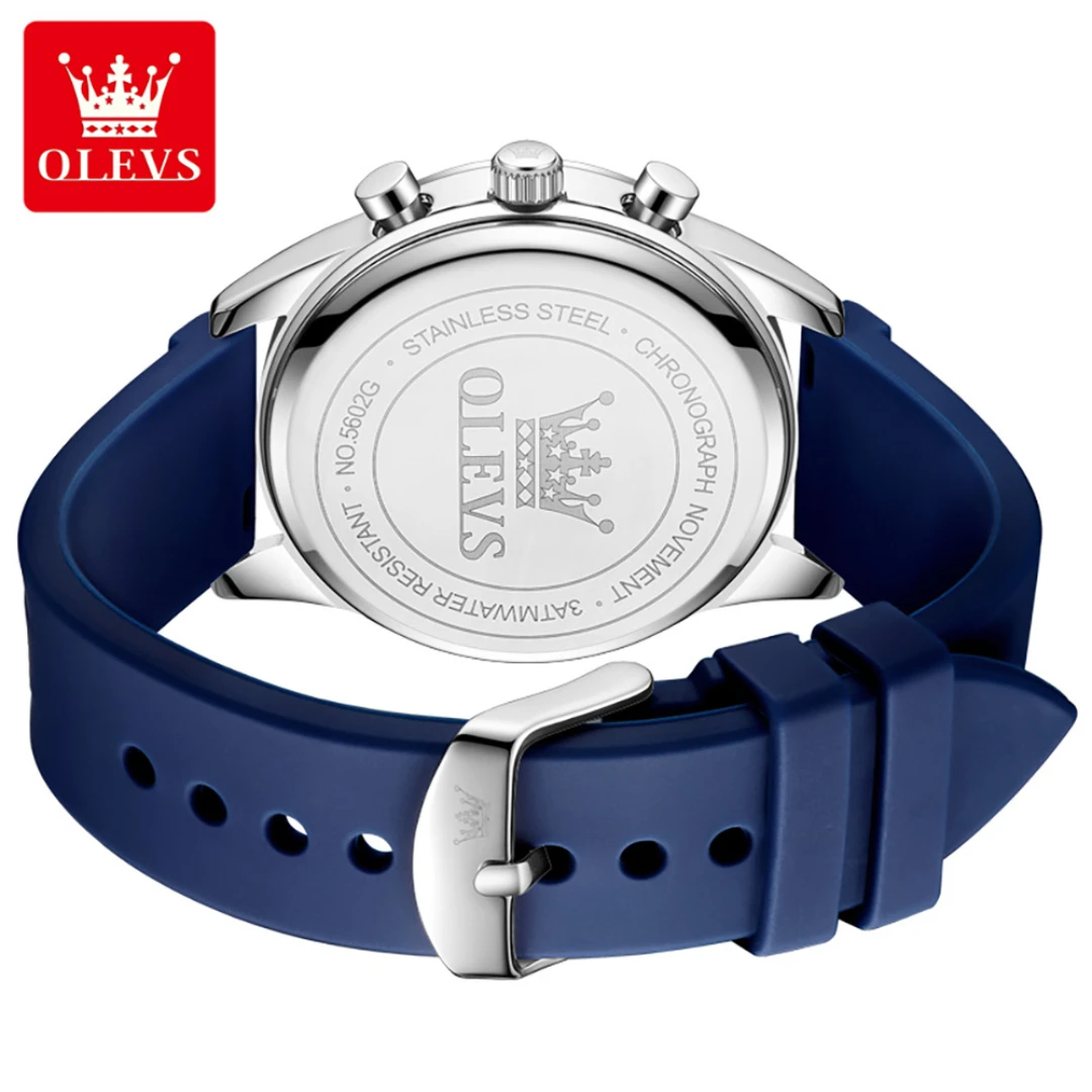 OLEVS 5602 Quartz Sport Watch Gift Round-dial Silicone Watchband Calendar Luminous