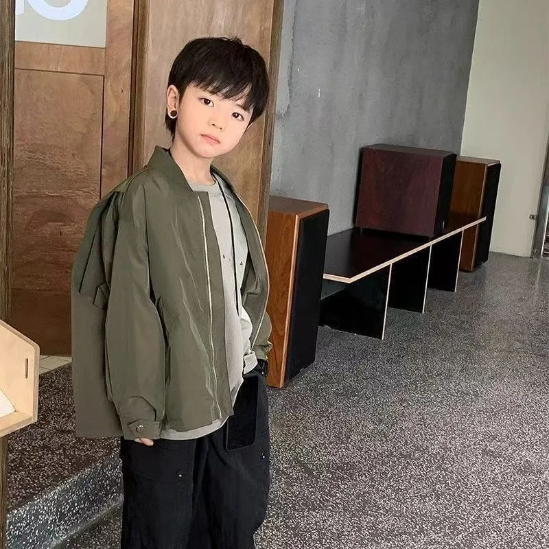 Hot Sale Boys Autumn Jacket 2025 New Crop Jacket for Kids Casual Spring Autumn Tops Baseball Style Stylish Children's Clothing