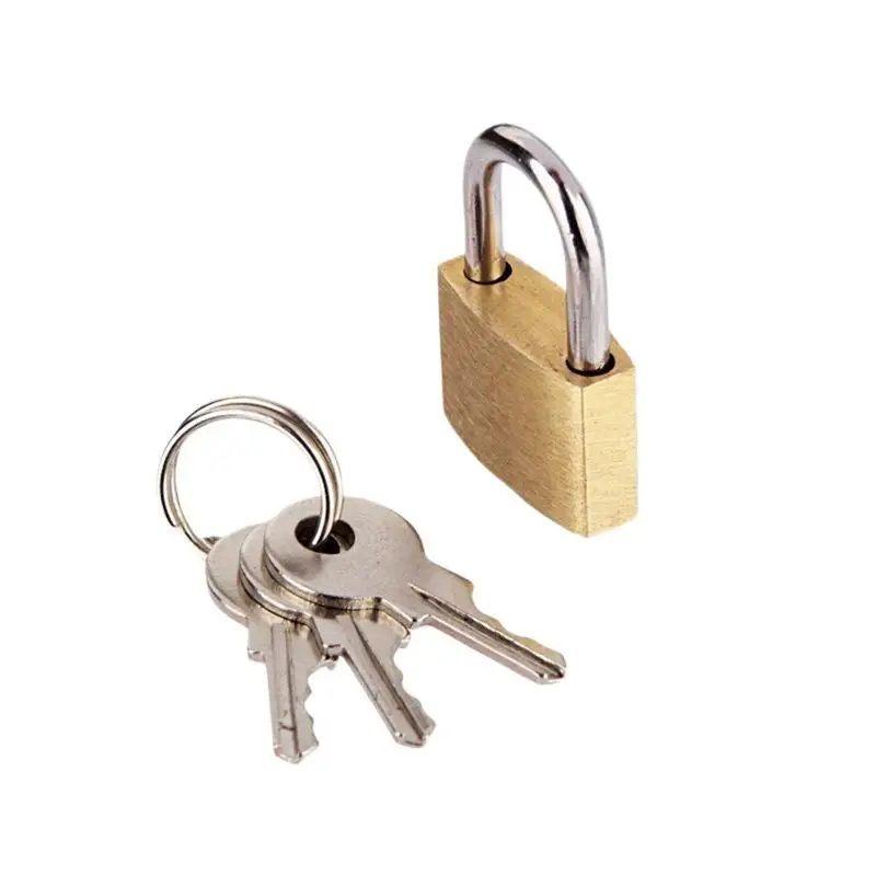 Mini-Vorhängeschloss aus massivem Messing mit 3 Schlüsseln, Sicherheitsschloss für Gepäck, Rucksack, Fitnessstudio-Schließfach, Koffer, Schublade, Schrank – Detail 6