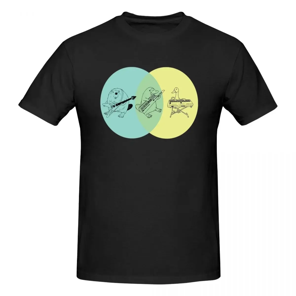 Keytar Platypus Venn Diagram 100% Cotton T-shirt Men Fashion T Shirts Men Round Neck Short Sleeve S-6XL