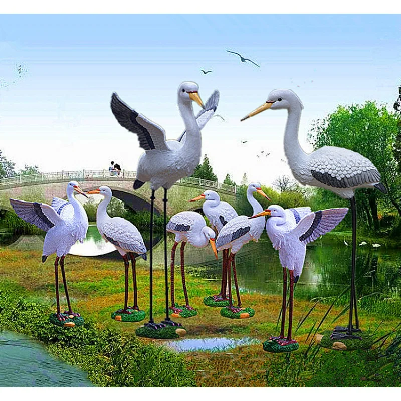 Hot Sale Simulation Egret Ornaments Resin Crafts Garden Scenic Spot Engineering Landscaping Resin craft ornament