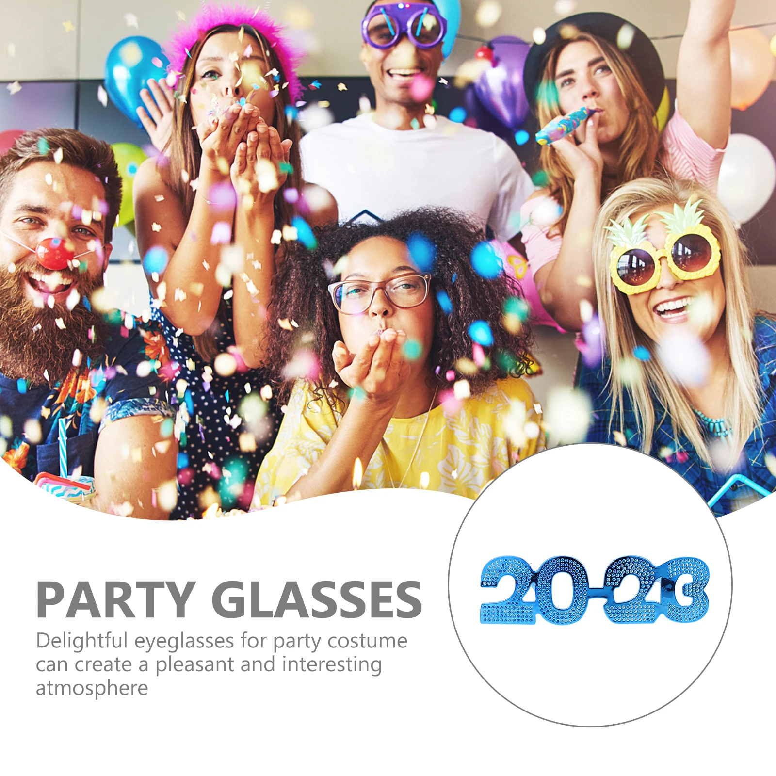 

New Year 2023 Party Glasses Decor Number Sunglasses Plastic Eyewear Bright Stylish Design Props For Photo Party