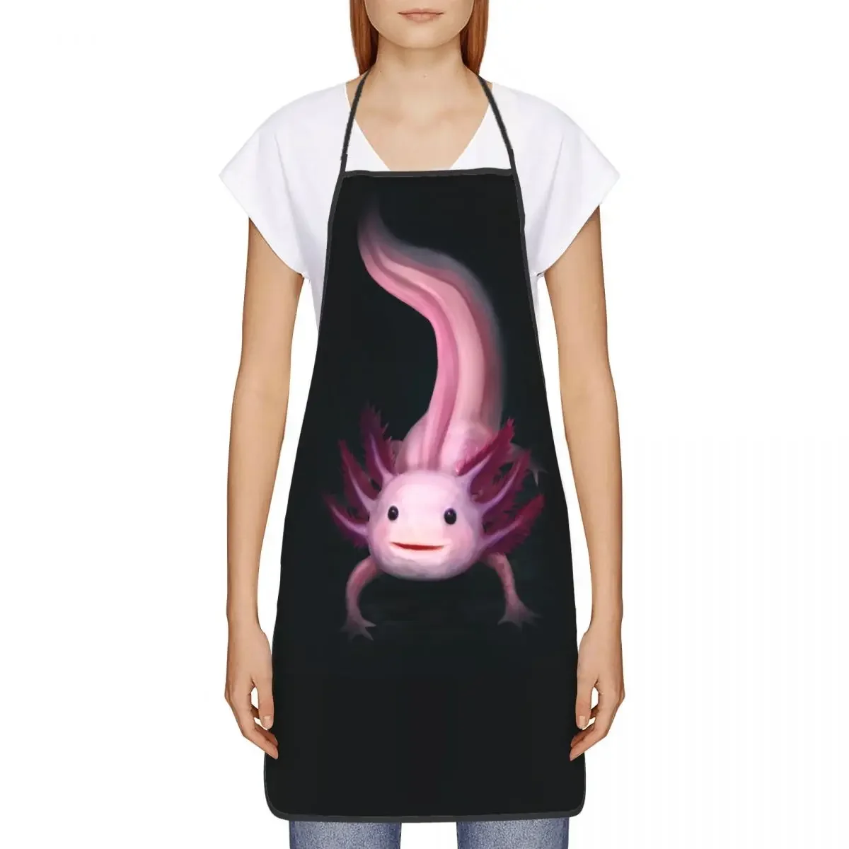 Beautiful Axolotl Apron Women Men Unisex Bib Mexican Walking Fish Cooking Kitchen Tablier Cuisine Chef Baking