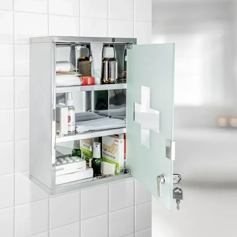 

Medicine Cabinets with Lock, Wall Mounted Over The Toilet Storage Shelves