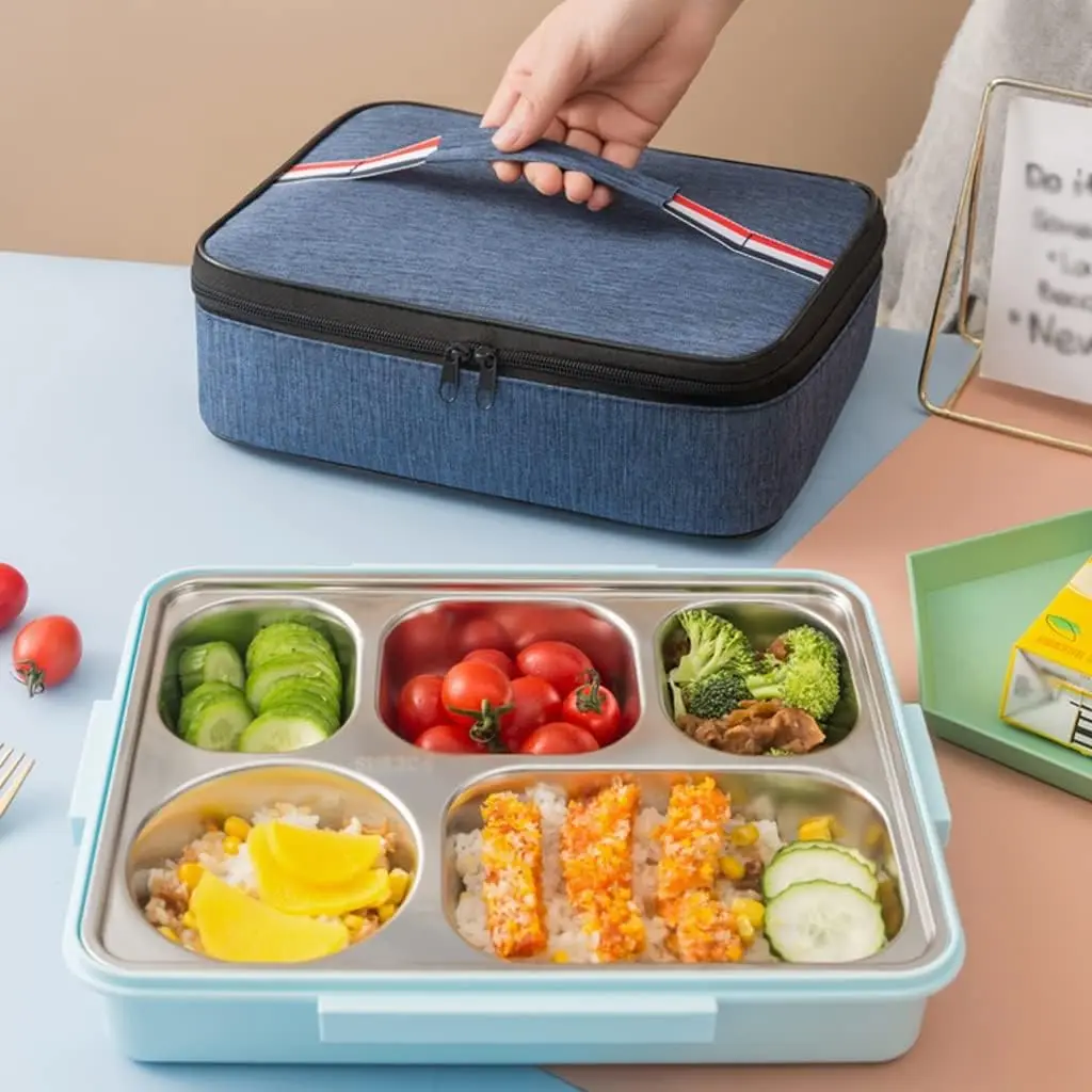 Portable Insulated Lunch Box Bag Large Capacity Food Box Tote Bag Picnic Cooler Thermal Bento Bag For Students Workers