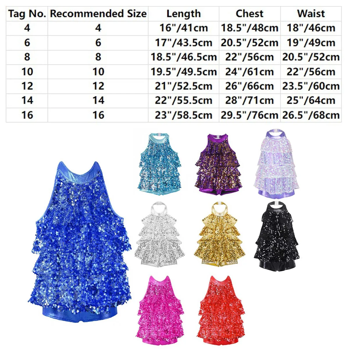 Kids Girls Sequins Modern Jazz Latin Ballet Dance Costume Halter Shiny Stage Performance Ballet Dance Shorty Unitard Dress