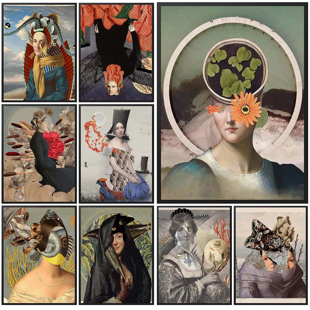 

Abstract Girl Portrait Surrealism Woman Prints Poster Wall Art Canvas Painting Home Decor Wall Pictures For Living Room Unframed