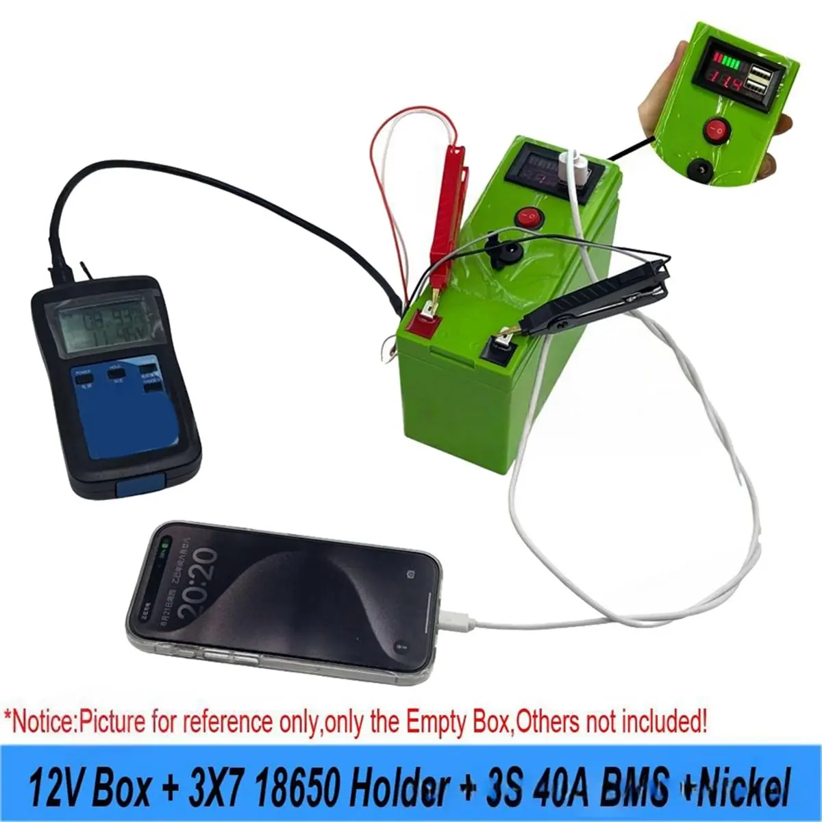 update. DIY 12V 18650 Battery Box Kit 3X7 18650 Holder+3S 40A BMS+Nickel Voltage Display Dual-USB Power Bank for UPS Solar A