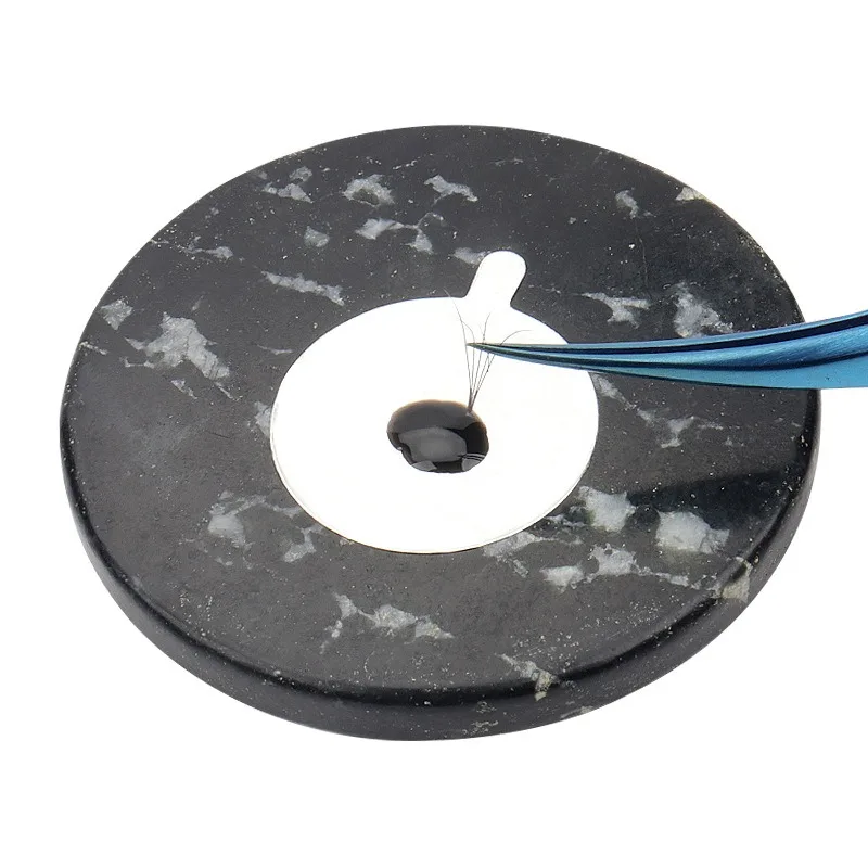 1 قطعة رمش الغراء البليت لاش تمديد أدوات الوردي الأخضر الأسود حجر اليشم قابلة لإعادة الاستخدام كاذبة رموش الغراء الوسادة حامل اكسسوارات #5