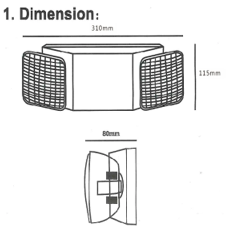 EU2C M6 LED Emergency Light Commercial Use 2 Lamps 90-Minute Battery Backup Power