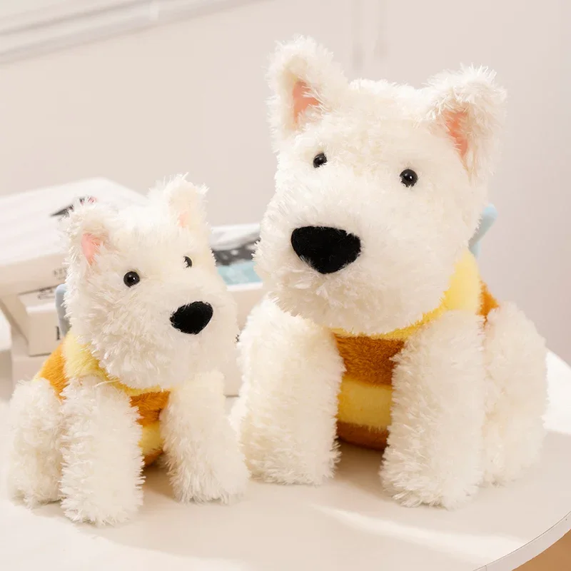 Lifelike Plush West Highland White Terrier Toy Fluffy Real-life Stuffed Animals Dog Cosplay Bee Kids Toy Birthday Gift