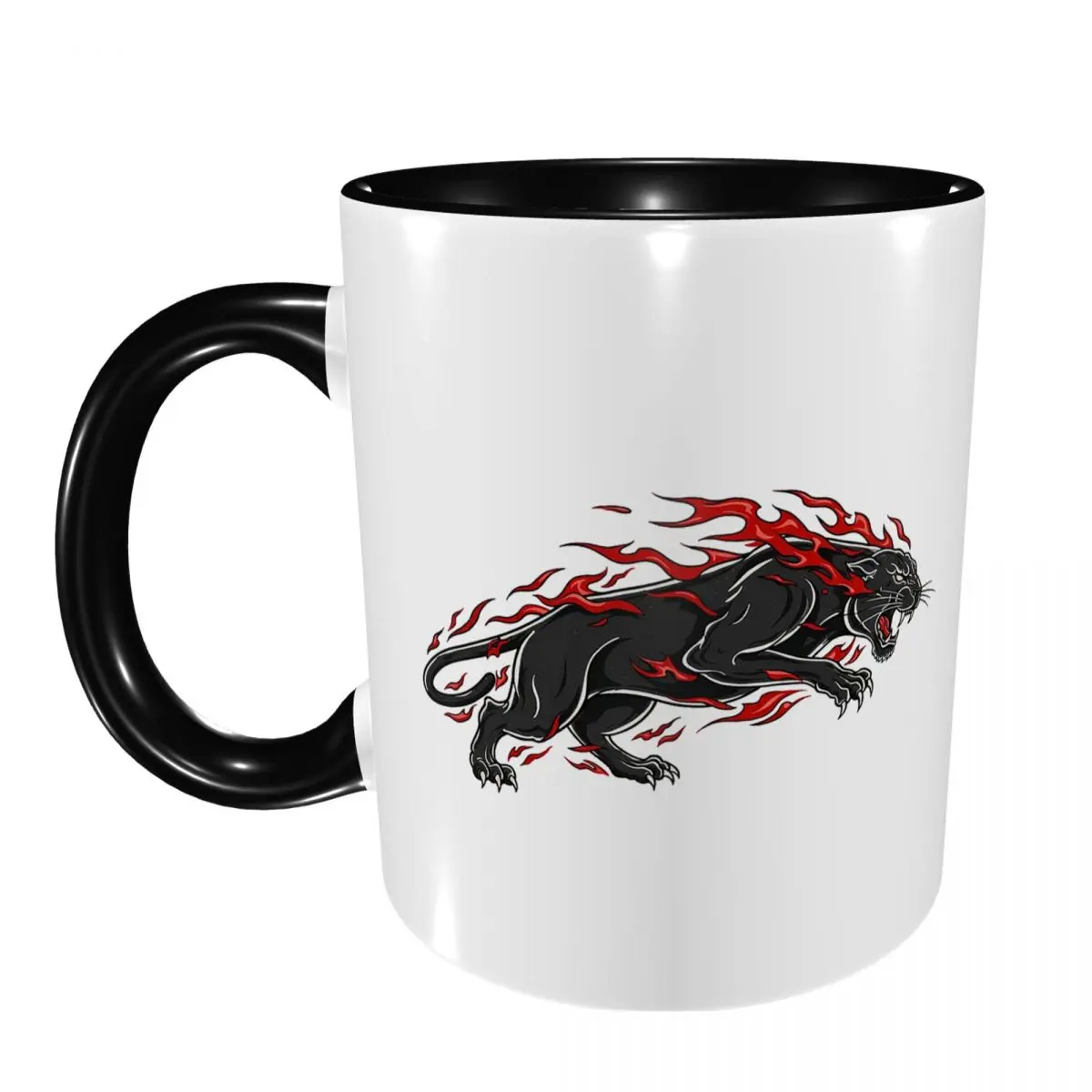 Fiery Panther Flaming Beast Mug Funny Ceramic Coffee Cups Tea Mugs Milk Cup Drinkware Gift for Friends