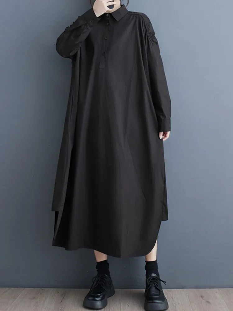 Robe chemise longue surdimensionnée pour femmes, mode ample, manches longues, décontractée