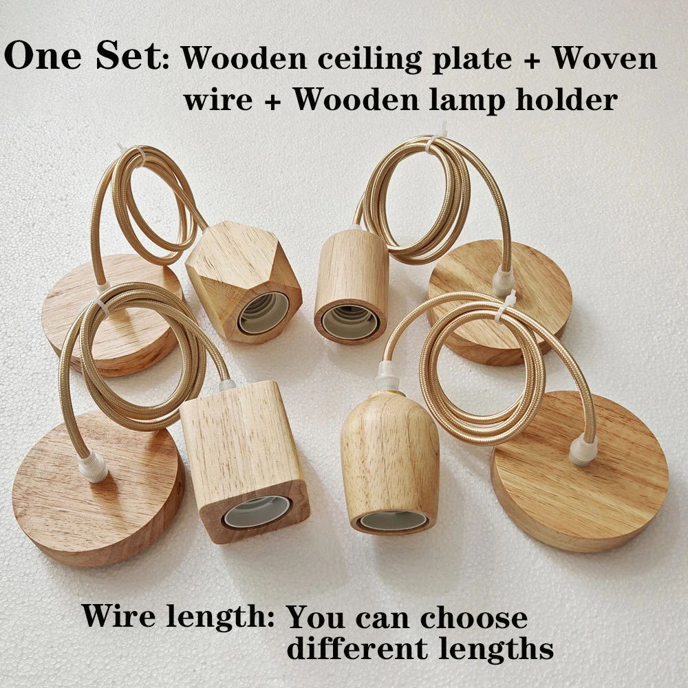 

Wooden Lamp Base E27 Lamp Holder Simple Wood Pendant Lamp for Bedroom Home/living Room Retro Lights Fixture Accessories