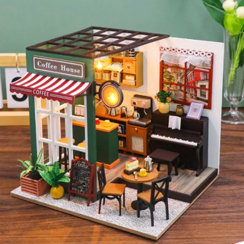 Kreative Puppenhaus Montage DIY Cottage handgemachtes Modell Street View Spielzeug Geschenke für Jungen und Mädchen Familienzeit