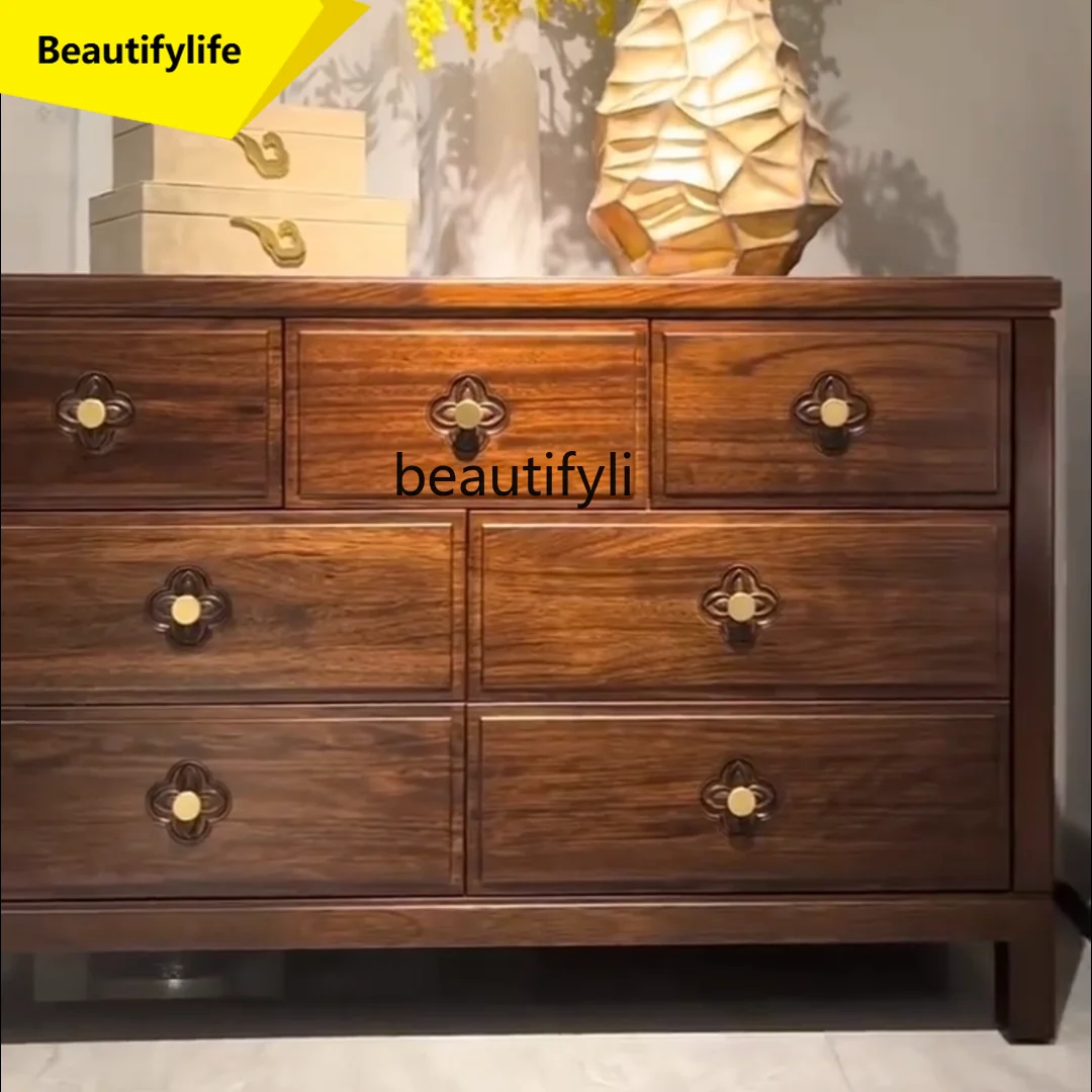

A57 New Chinese Style Ebony Wood Six-Drawer Cabinet Home Large Capacity Light Luxury Chest Storage Cabinet