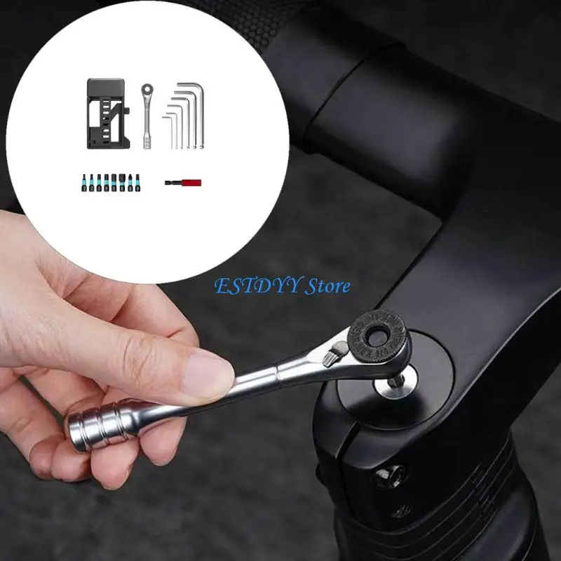 

G6DE Portable Compact Cycling Multitool Small Ratchet Wrench Road Bike Tire Maintenance Tool Cycling Accessories Enduring