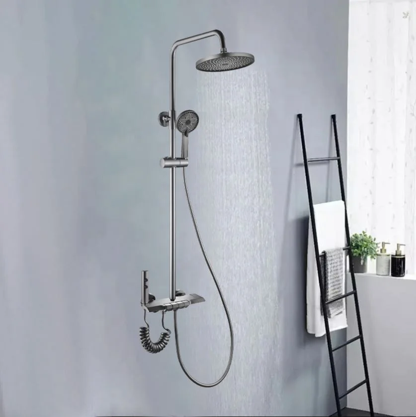 Showers Bathroom Set OEM ODM Gun Grey Piano Keys New Overhead Bathroom Shower Combo Kit