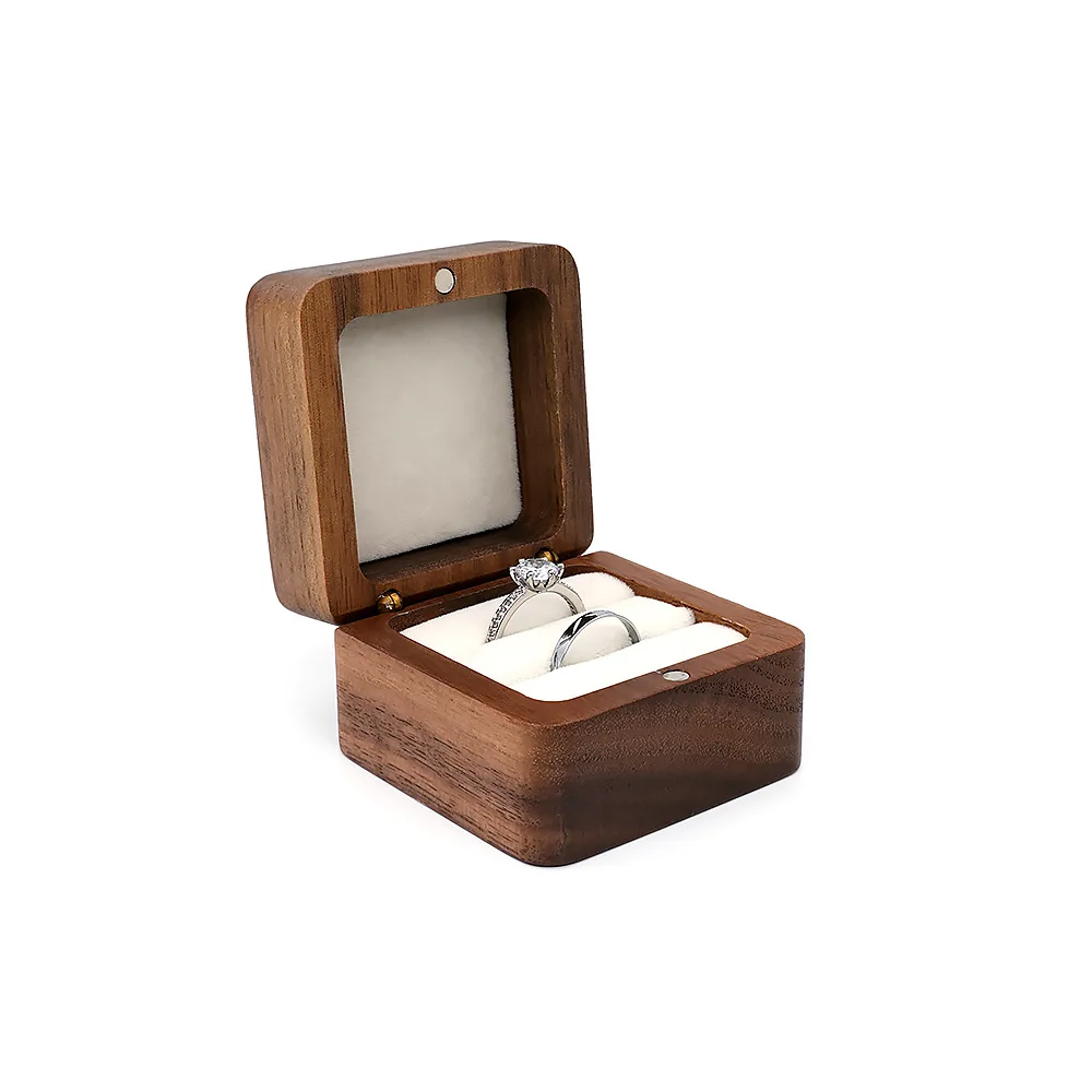 Diamond inlaid jewelry box, walnut solid wood wedding ring box, seeking marriage, diamond ring, Valentine's Day gift,  jewelry